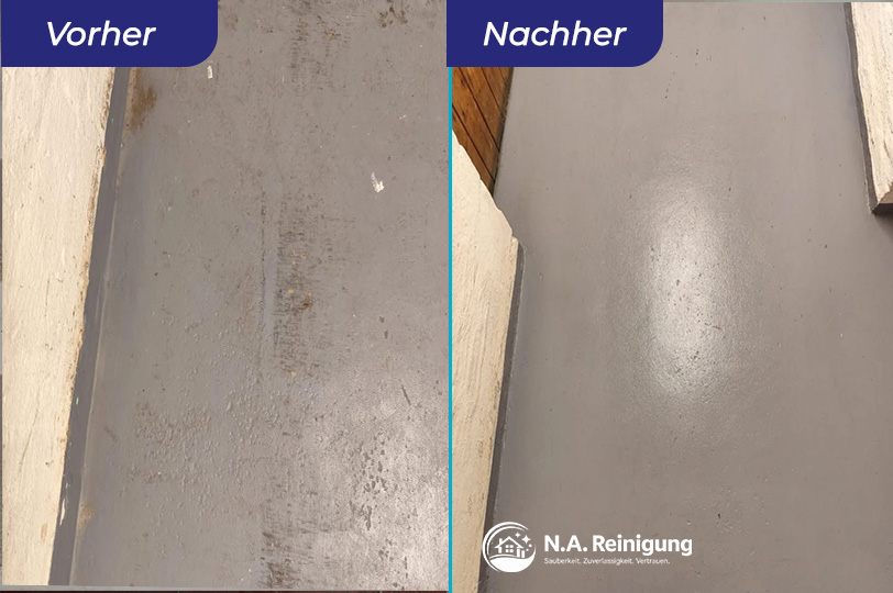 Vorher-Nachher: gereinigte Bodenfläche