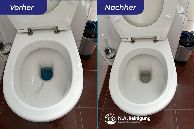 Vorher-Nachher: gereinigte Toilette